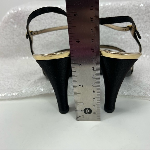 BRUNO MAGLI women black satin open toe evening shoes. - Picture 7 of 16